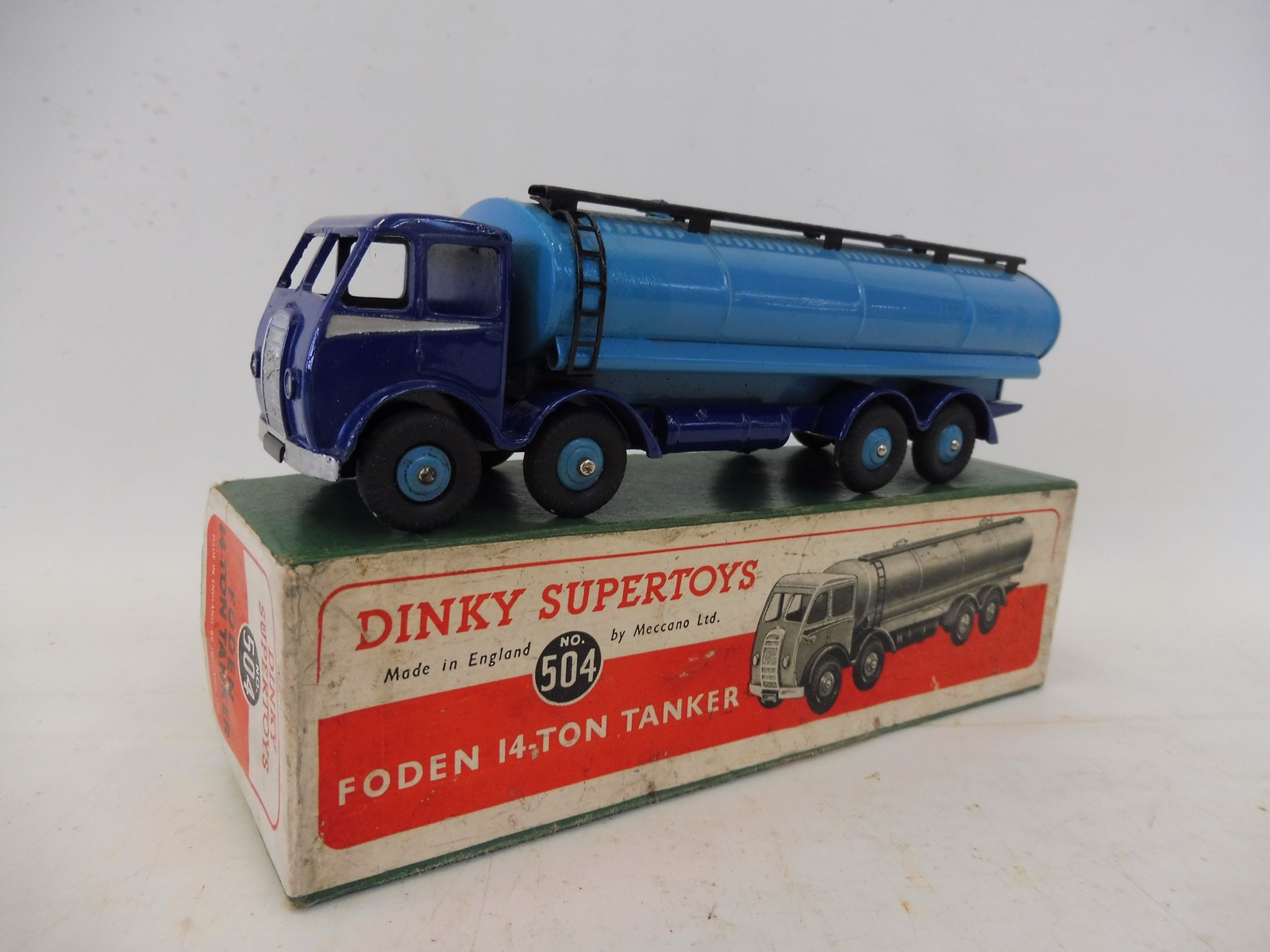 A boxed Dinky 504 Foden tanker - two tone blue.