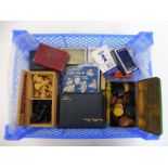 A selection of card and board games including a set of chessmen and draughts (12).