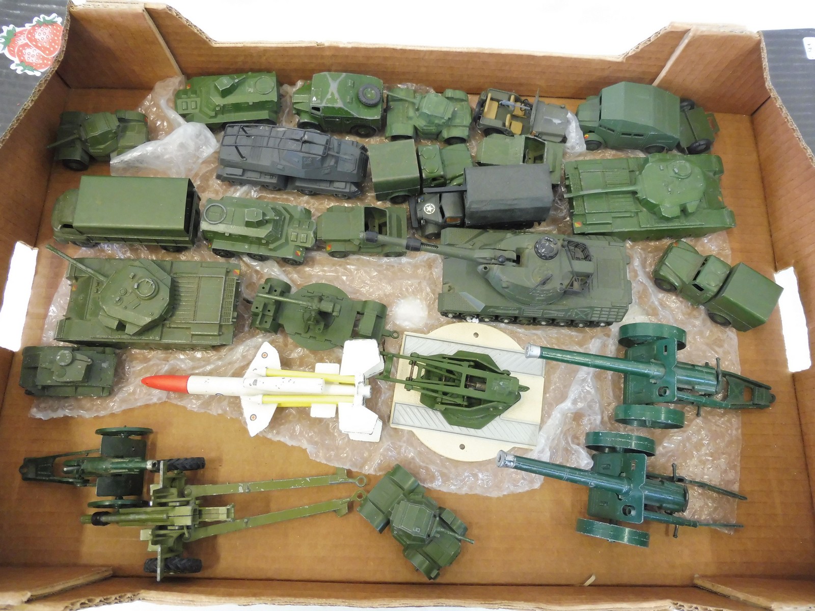 27 military toy vehicles including Dinky, Corgi, Britains etc.