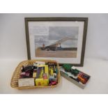A selection of assorted models including Spot-On plus a framed and glazed print of Concorde,