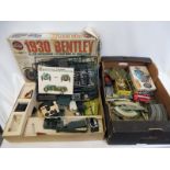 An Airfix 1930 Bentley 4 1/2 litre supercharged 1/12 scale model kit, a boxed Matchbox Bugatti