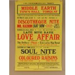 Middle Earth Torquay Town Hall - 1967 poster, featuring The Love Affair, and The Empty Vessels,