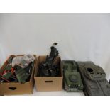 A quantity of Action Man vehicles including tank, helicopters etc.