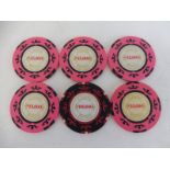 Six genuine film prop CartaMundi poker chips produced for the film Casino Royale and used in the