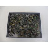 A tray of white metal painted war gaming figures, mainly WWII including Eastern Front.