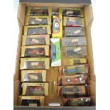 A box of die-cast models by various manufacturers including 'brumm serie Oro'.