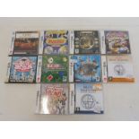 A quantity of Nintendo DS games.