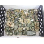 A tray of white metal made painted kits and figures used for war gaming, mainly WWII including