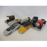 Various model cars and plastic toys.