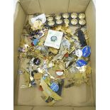 A good quantity of pin badges, buttons etc. including RAF, BOAC etc.