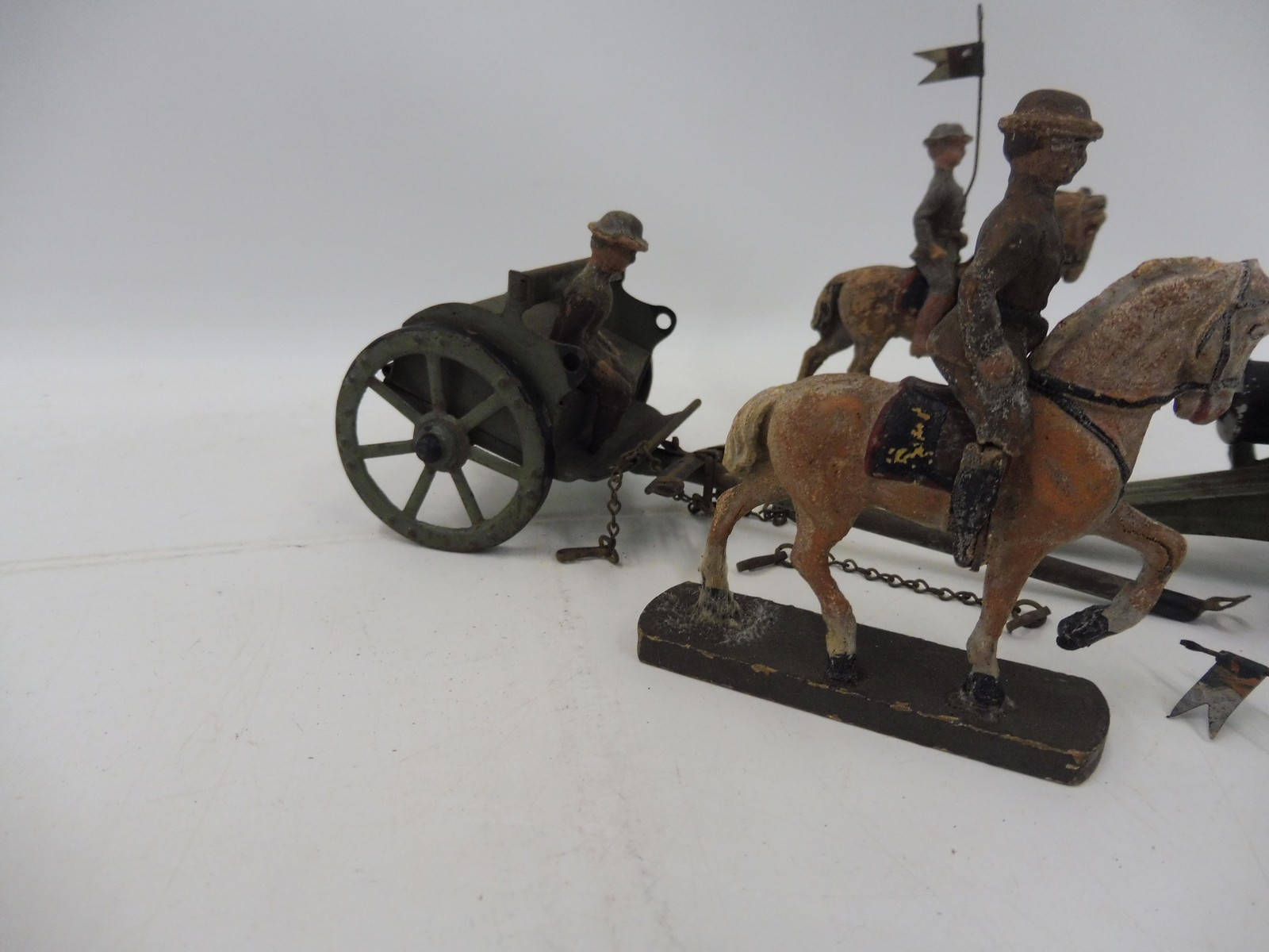 A WWI German tinplate field gun and carriage plus riders etc. - Image 2 of 3