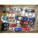 A quantity of die-cast and plastic vehicles including a Franklin Mint Mercedes 300 SL.