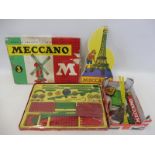 A Meccano no.3 set, plus a small box of loose Meccano, tins etc.