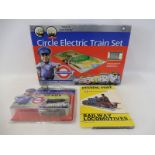 A boxed Underground Ernie Circle Electric Train Set plus a pullback train etc.