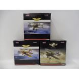 Three Corgi Aviation Archive 1/48 scale models to include an SE5A Edward/Mick Mannock, a Royal