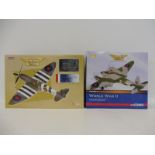 Two boxed Corgi Aviation Archive 1/72 scale models: a DH Mosquito and a 70 Years of The Spitfire,