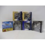 Six boxed 1/72 scale models, various makers includes a Spitfire, Messerschmitt etc. appear in