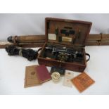 A Stanley surveyors theodolite, stamped Corporation of Leicester Borough Surveyors Dept., within a