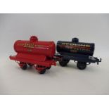 A Hornby O gauge tanker, well restored in Redline livery plus a second, also well restored in