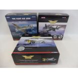 Three boxed Corgi Aviation Archive 1/72 scale models including a Hawker Typhoon, a Hawker