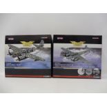 Two boxed Corgi Aviation Archive 1/72 scale models: a Messerschmitt BF 1104G and a Junkers JU88A,