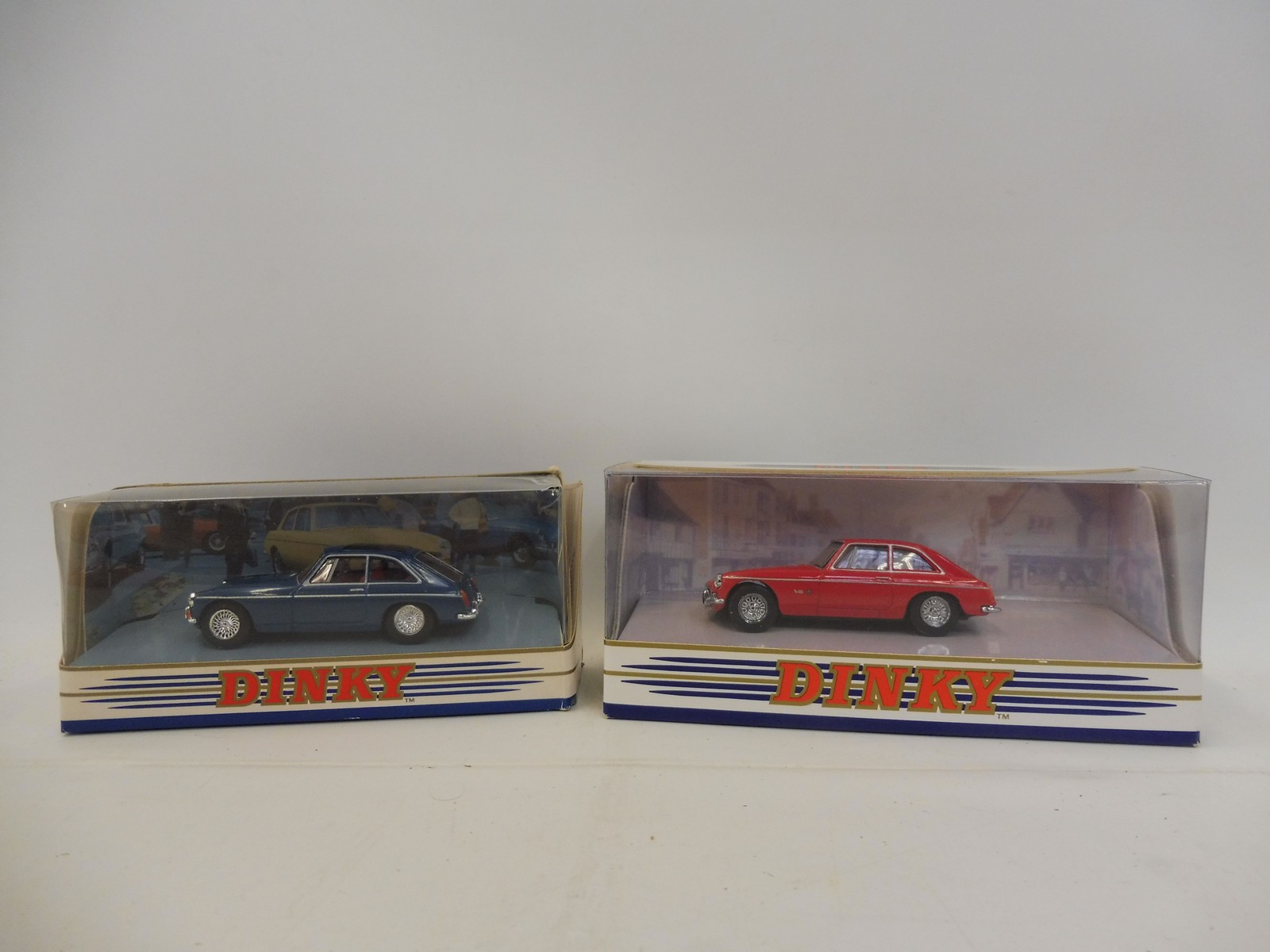 Dinky MGB GT models 1965 and 1973 - two untouched MGB models DY-3 and DY-19, in their original