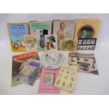 A selection of Beatrix Potter related volumes and literature, related stamps plus a trio by