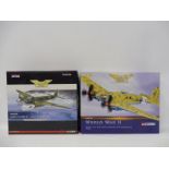 Two Corgi Aviation Archive 1/72 scale models: a JU88 A/1 France 1940 and a HE111 H6, Sardinia, 1943,