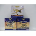 Three Corgi Aviation Archive 1/72 scale models to include A Luftwaffe Over The Desert, a Junkers