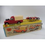 A Corgi Land Rover with Ferrari Gift Set 17. First issued in 1963, the set includes a Land Rover