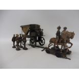 A WWI German tinplate horsedrawn field ambulance with figures, a draw bar and a pair of Elastolin