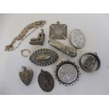 An Edwardian silver wristwatch plus two silver watches etc.