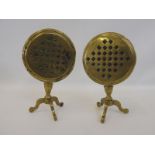 Two unusual brass miniature tilt-top chessboard top tables.