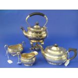 A George V silver three piece Tea Set, by Goldsmiths & Silversmiths Co., hallmarked London, 1913, of