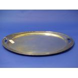 An early 20thC American sterling silver oval Tray, by William. B. Durgin Co., of plain form, the rim