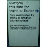 A British Railways 1970's Ex Newton St.Cyres Platform Sign.