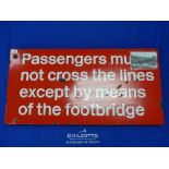 A British Railways 1970's enamel Trespass Sign, Ex Exeter St. David's