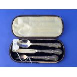 A cased Victorian silver Christening Set, by Hilliard & Thomason, hallmarked Birmingham, 1850,