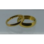 Two 22ct yellow gold Wedding Bands, total weight 8g (2)