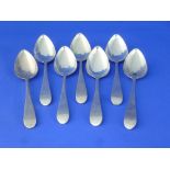 Scottish Provincial Silver; A set of seven early 19thC silver Table Spoons, marked on the reverse of