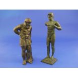 A vintage bronzed metal Figure, possibly Socrates, previously a lamp base, 7in (17.75cm) high,