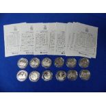 The Trafalgar Bicentenary Coin Collection; twelve silver proof £5 Crown coins, with certificates (