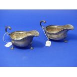 A pair of George V silver Sauce Boats, by Barker Brothers, hallmarked Chester, 1913, of