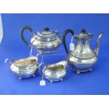 A George V silver four piece Tea Set, by Atkin Brothers, hallmarked Sheffield, 1915, of plain