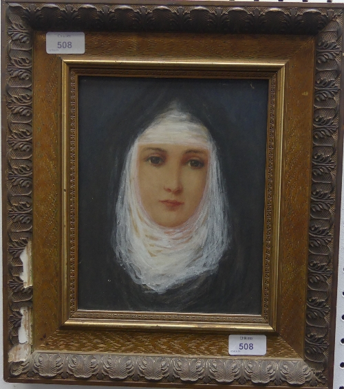 Early 20th School, Portrait of a Nun wearing a wimple, pencil and watercolour, 9¼in x 7½in (23.5cm x