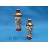 A pair of antique Japanese Kutani porcelain vases, of flared cylindrical form, painted in coloured