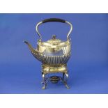 An Edwardian silver Spirit Kettle, Stand and Burner, by Martin, Hall & Co., the kettle of ovoid form