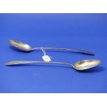 A pair of George III Scottish silver Basting Spoons, by George Christie, hallmarked Edinburgh, 1792,