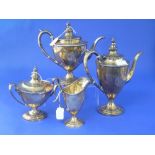 An American sterling silver four piece Tea Set, by The Watson Company, Attleboro Massachusetts,