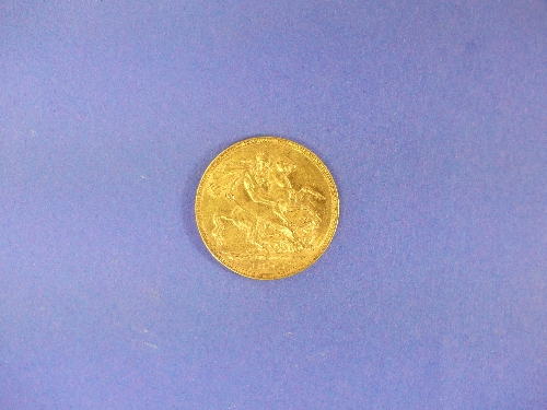 A Victorian gold Sovereign, Melbourne Mint, dated 1892.